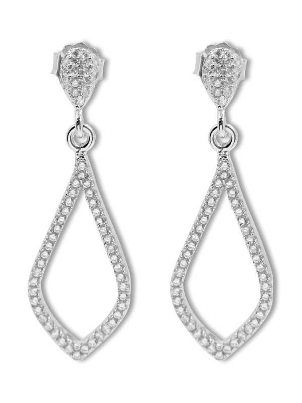 Ohrhänger und Anhänger Set Raute, rhodiniert