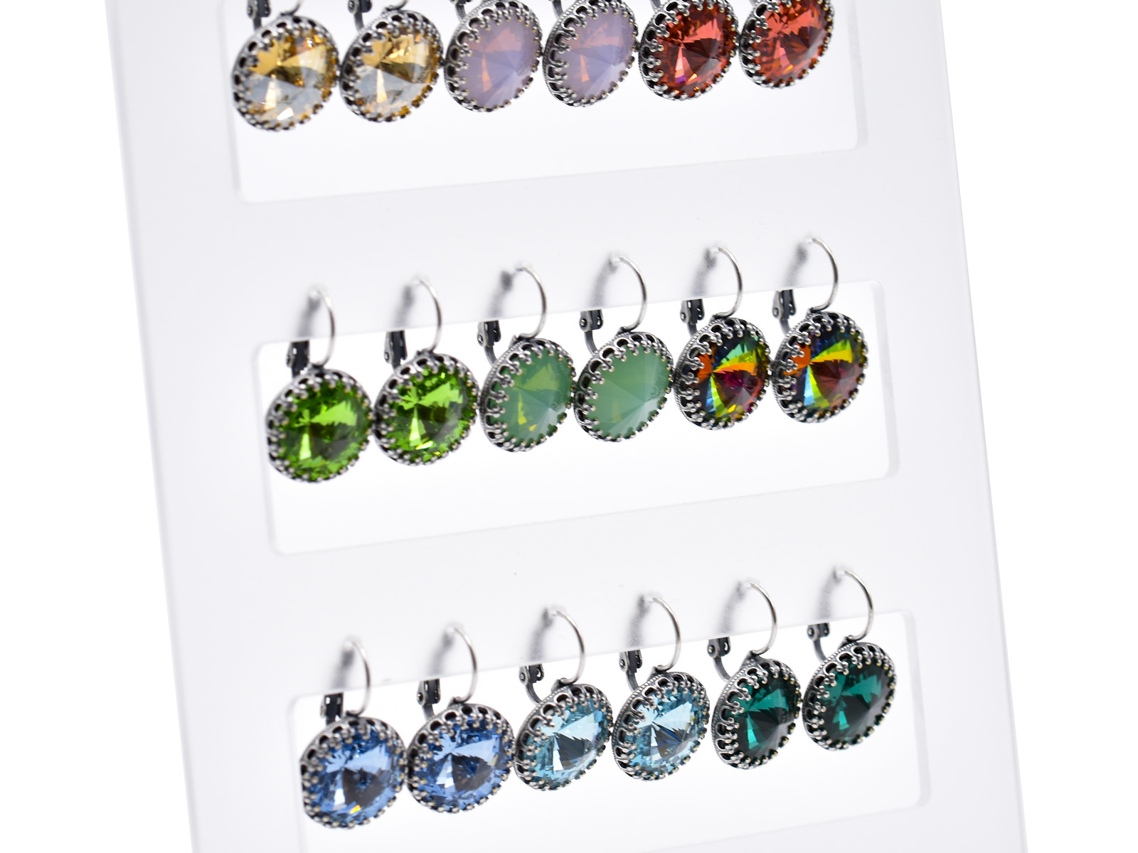 Display Ohrhänger Bohemian mit Premium Crystal in 14 mm (12 Paar)