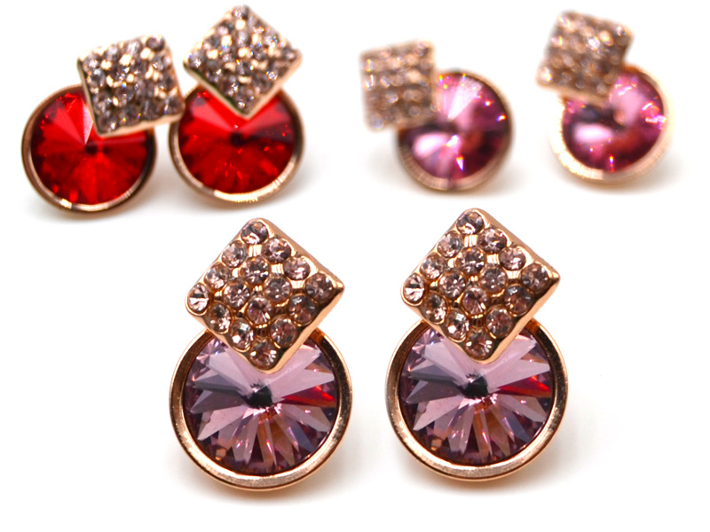 Edelstahlohrstecker "Karo",rosevergoldet