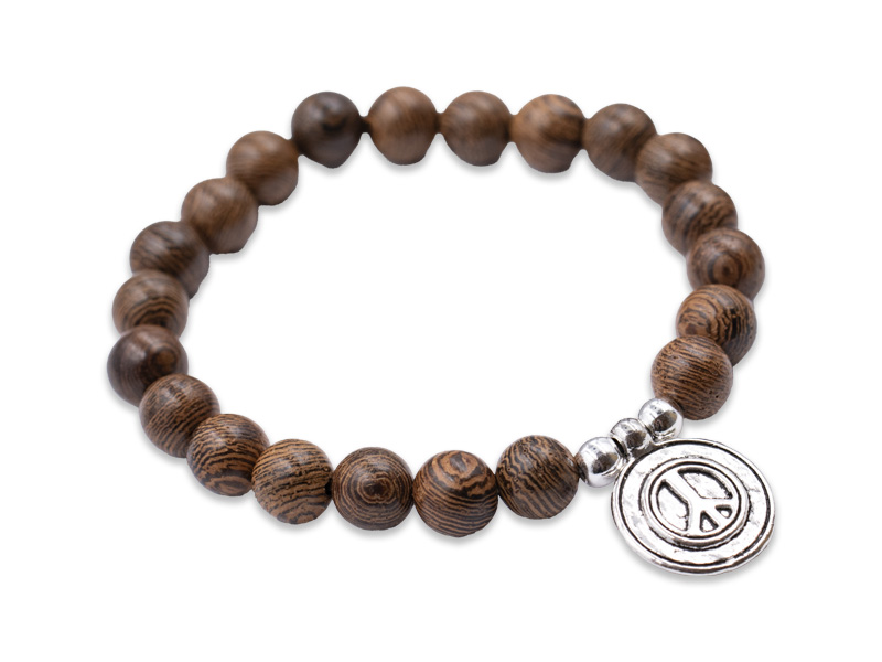 Holzarmband mit Anhänger Peace (18 cm)
