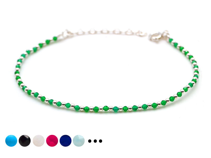 Kugelarmband mit Echtsteinen (17 cm + 3.0 cm) (2.6 mm)