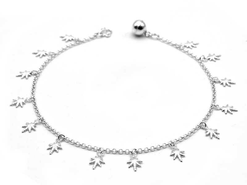 Fußkette Hanfblätter (25 cm)