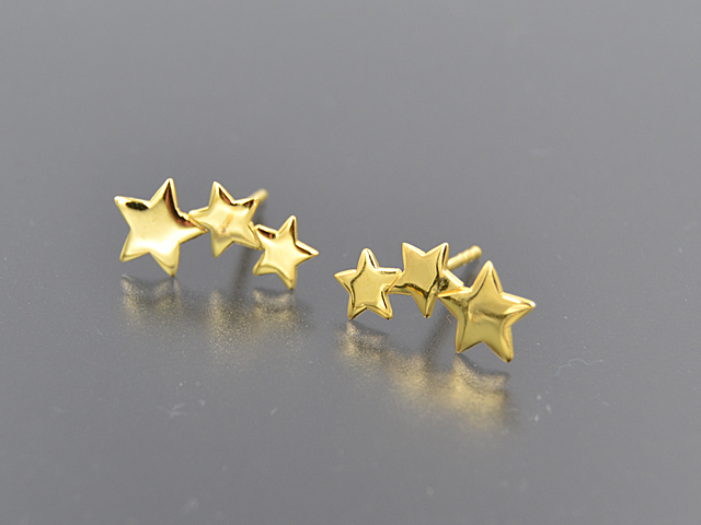 Ohrstecker "Sternenreihe",vergoldet glänzend