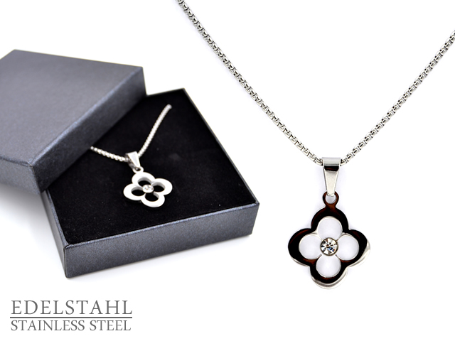 Edelstahlkette mit Anhänger Blume (45 cm)