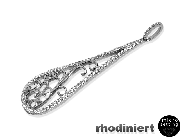 Anhänger Tropfen, rhodiniert