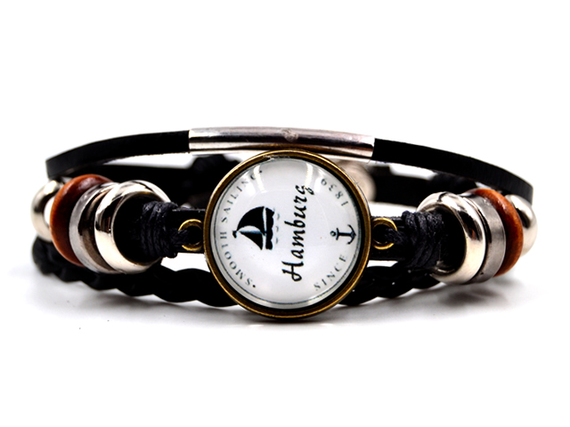 Lederarmband "Hamburg" mit Druckknopfverschluss ( verstellbar a