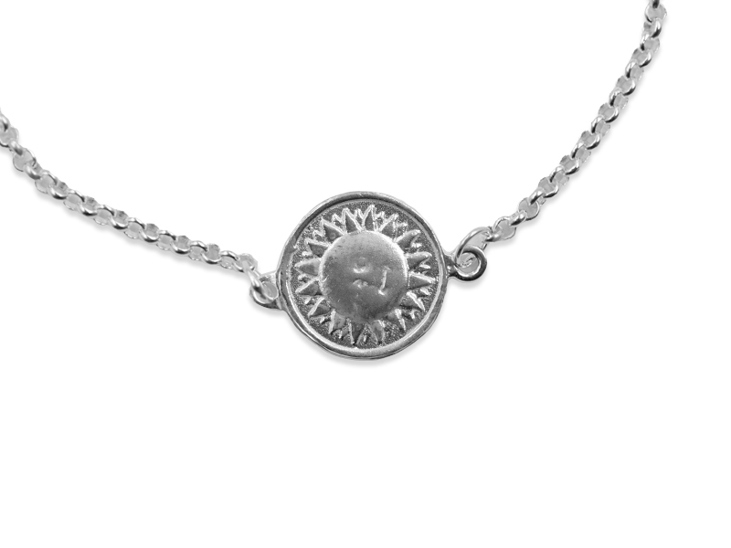 Erbsarmband mit Plättchen Sonne Mond und Sterne (17.5 cm + 3.0 cm) (2.0 mm)