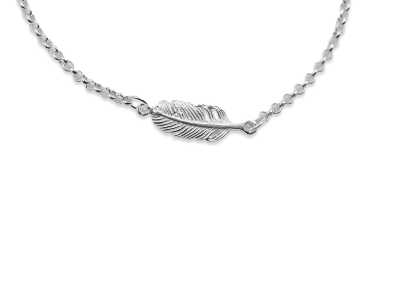 Erbsarmband mit Feder (17.5 cm + 3.5 cm) (2.0 mm)