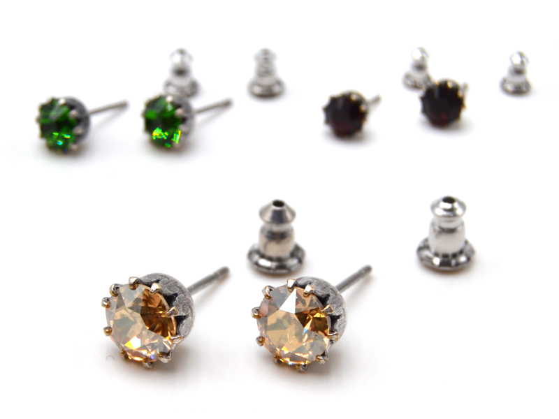 Ohrstecker ST29P Krone mit Premium Crystal in 6 mm