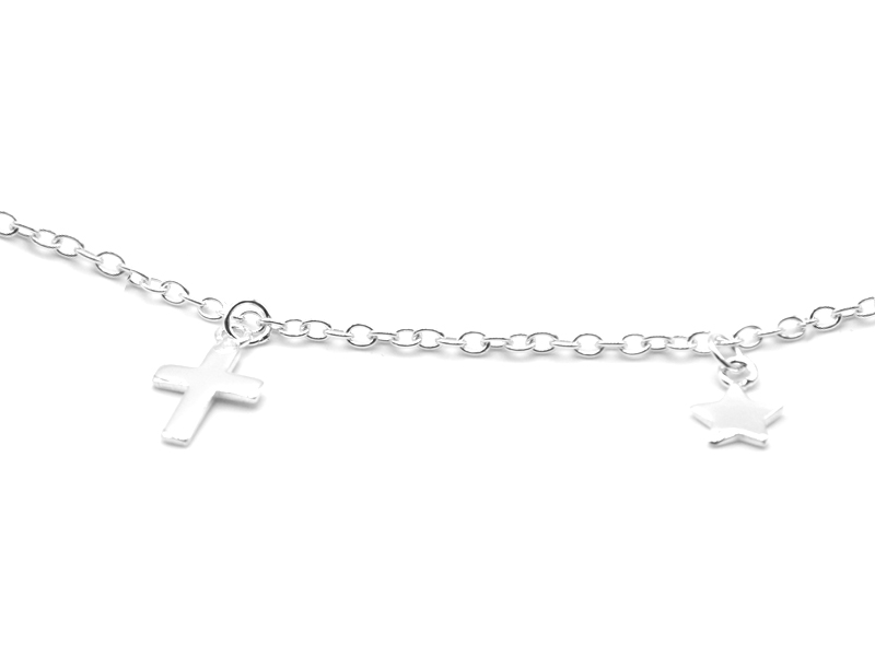 Ankerkette mit Sternen und Kreuzen (50 cm) (2.2 mm)