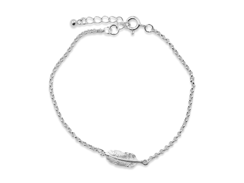 Erbsarmband mit Feder (17.5 cm + 3.5 cm) (2.0 mm)