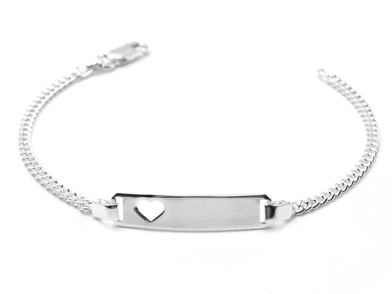 Panzerarmband mit Gravurplatte mit Herz (19 cm) (2.8 mm)