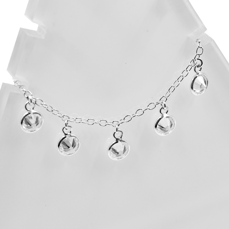 Fußkette mit Zirkonia (25 cm) (2.2 mm)