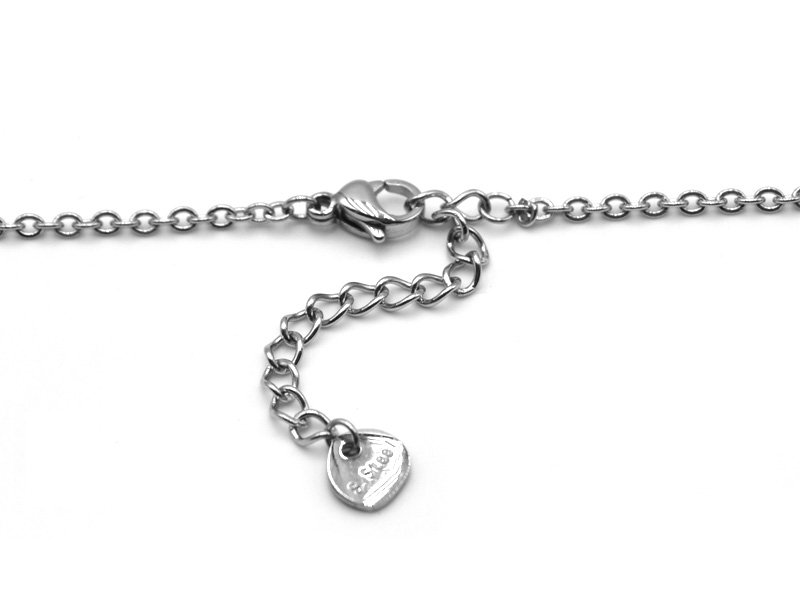 Edelstahlkette mit Glassteinen und Anhänger (83 cm + 3.0 cm)