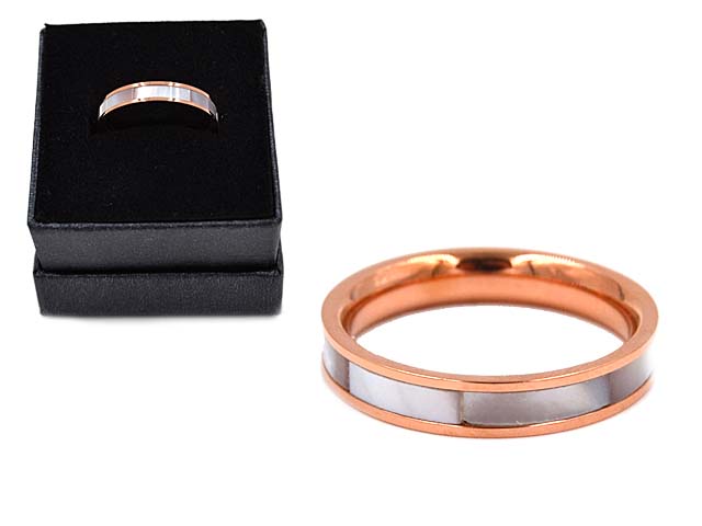 Edelstahlring "Muschel", rosevergoldet (Boxed)