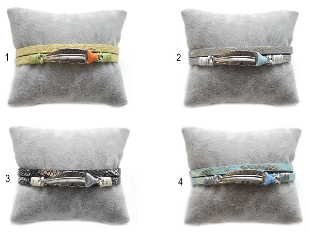 Lederarmband mit Anhänger Feder (37 cm)