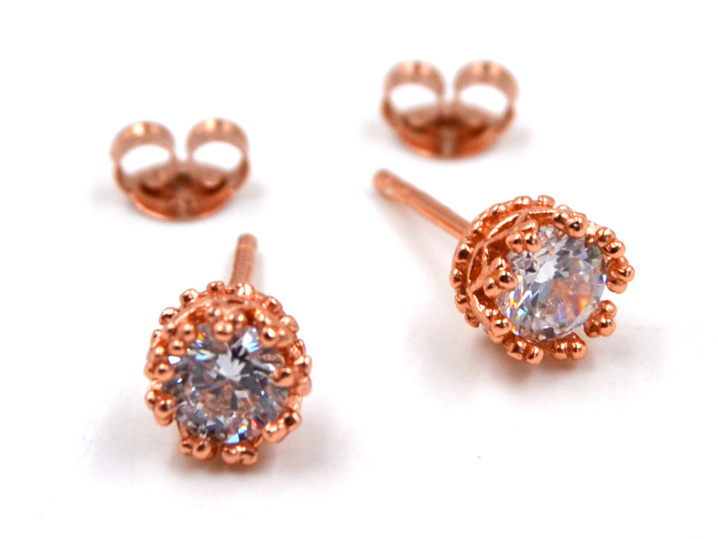 Ohrstecker "Krone" mit Zirkonia rosevergoldet