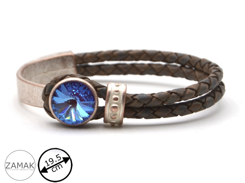 Lederarmband "Perlmutt Glamour" mit 14 mm Rivoli (19,5 cm)