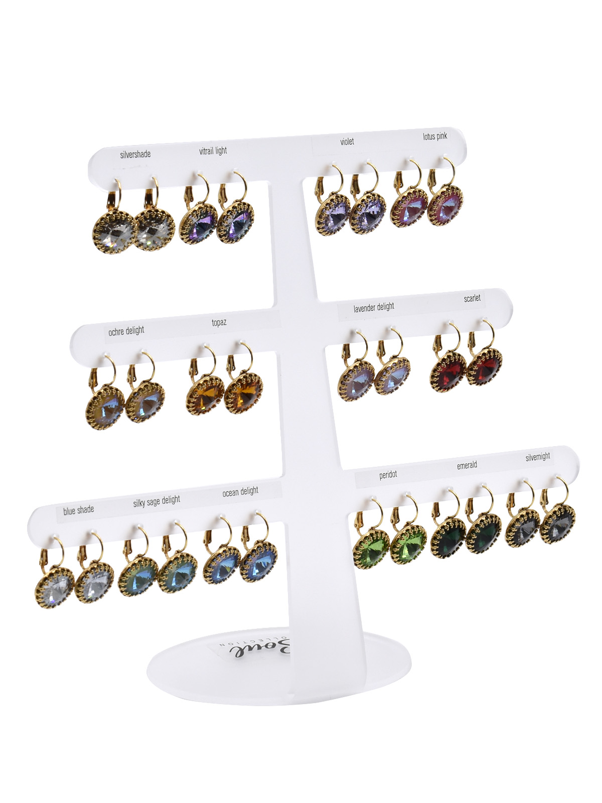 Display Ohrhänger Bohemian mit Premium Crystal in 14 mm (14 Paar) vergoldet