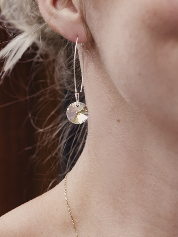 Ohrhänger und Anhänger Set Kreis mit Premium Crystal - Crystal Mix