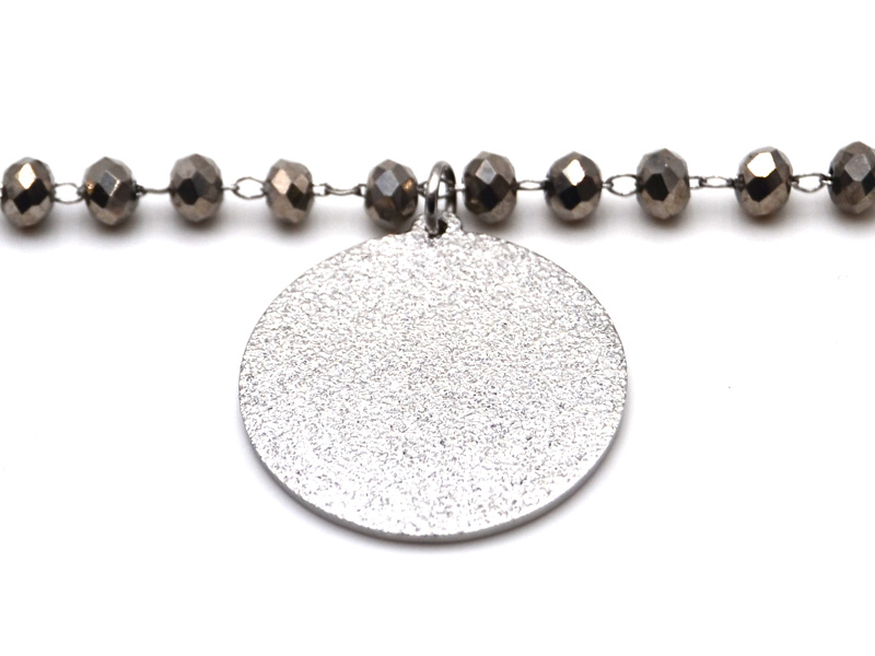 Edelstahlkette mit Glassteinen und Anhänger (83 cm + 3.0 cm)