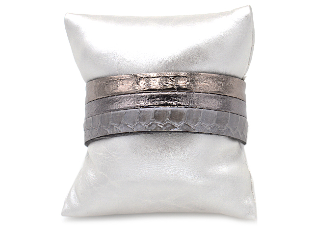 Lederarmband Snake (18.5 cm) - Silbergrau