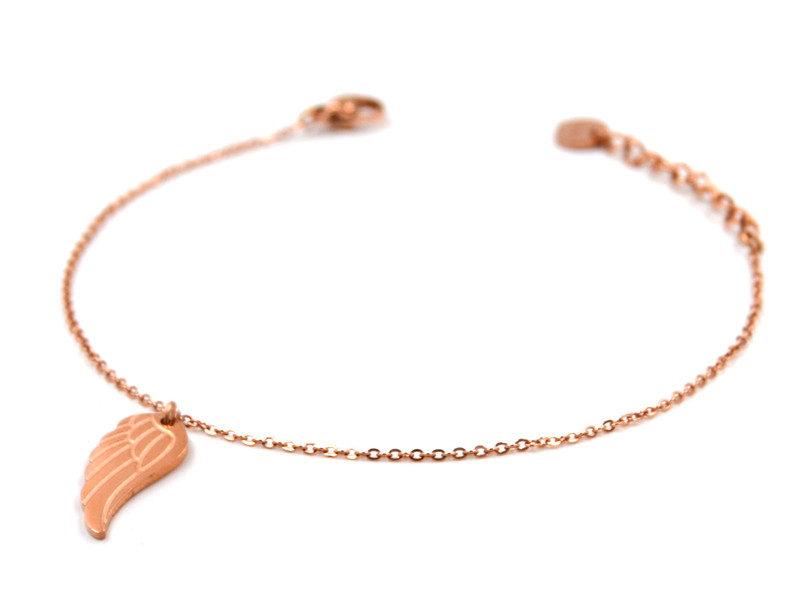 Edelstahlarmband mit Flügel in rose gold (17cm+5cm)