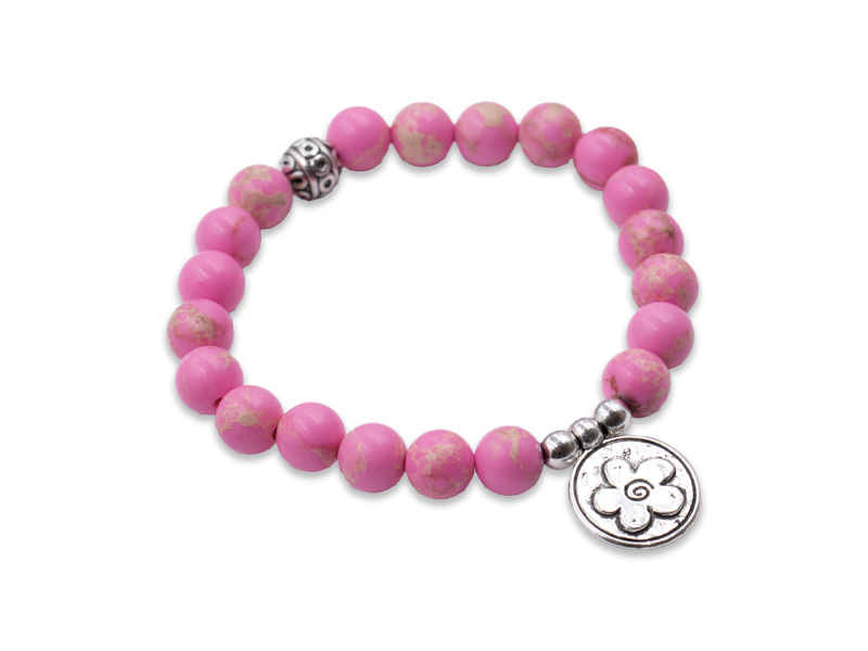 Echtsteinarmband mit Anhänger Blume (18 cm)