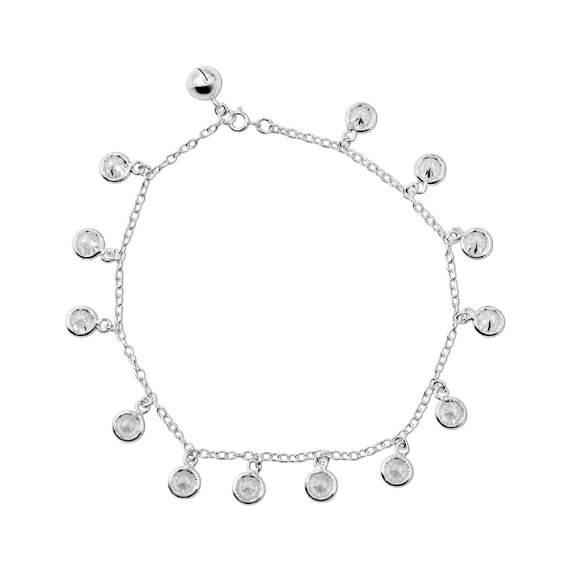 Fußkette mit Zirkonia (25 cm) (2.2 mm)