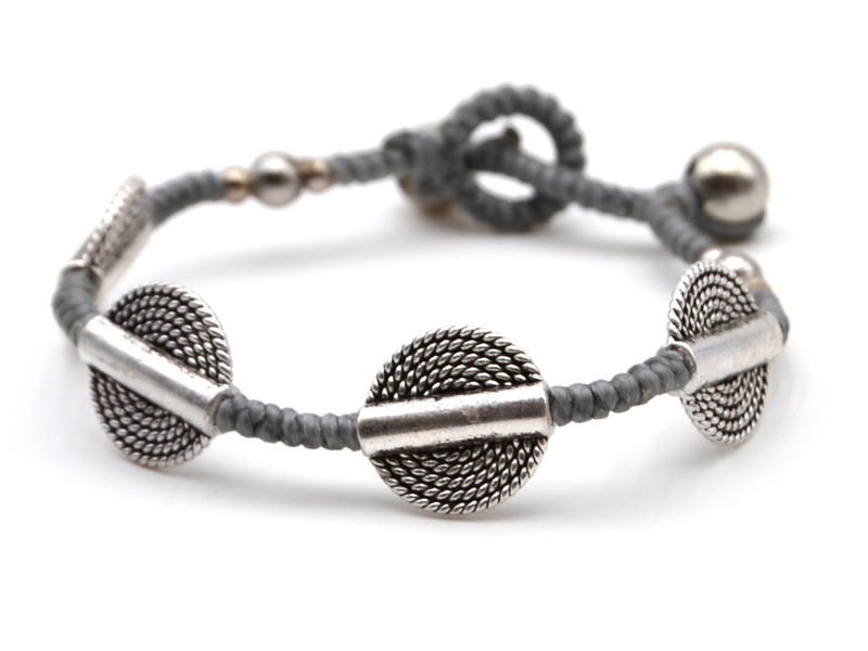 Baumwollarmband Benno (silber - grau) (17 cm + 1.0 cm)