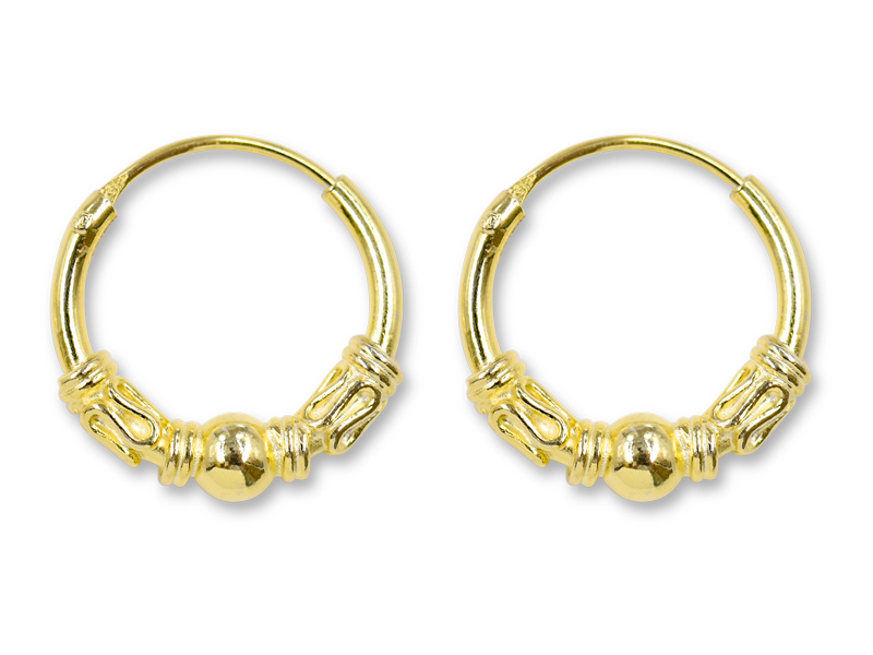 Bali Creolen (3.0 mm x 12 mm) vergoldet