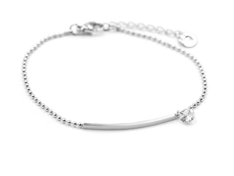 Kugelarmband mit Anhänger Glasstein (17 cm + 3.0 cm)