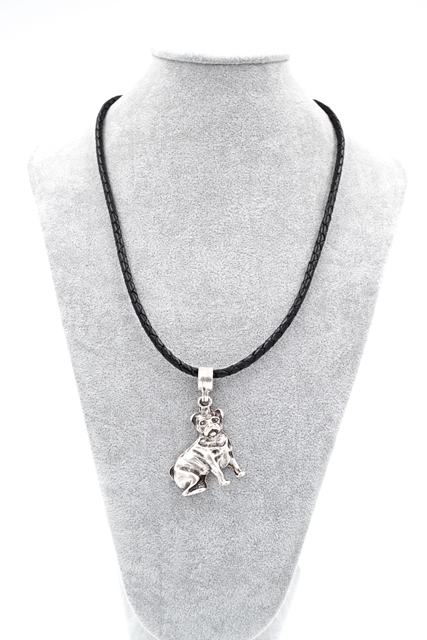 4 mm Lederbandkette "Bulldogge" (45 cm mit 5 cm Verlängerungsket