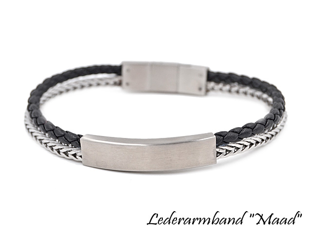 Lederarmband "Maad" (verstellbar auf 21,5 + 23,0 cm)