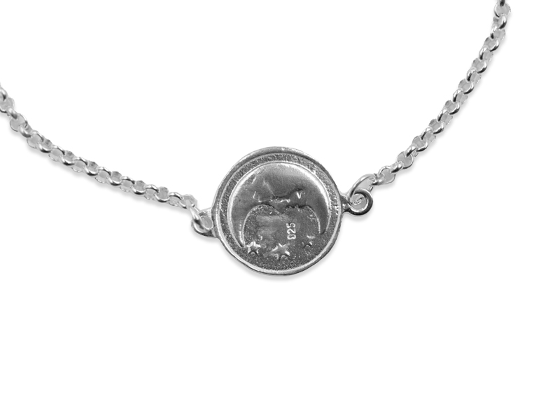 Erbsarmband mit Plättchen Sonne Mond und Sterne (17.5 cm + 3.0 cm) (2.0 mm)