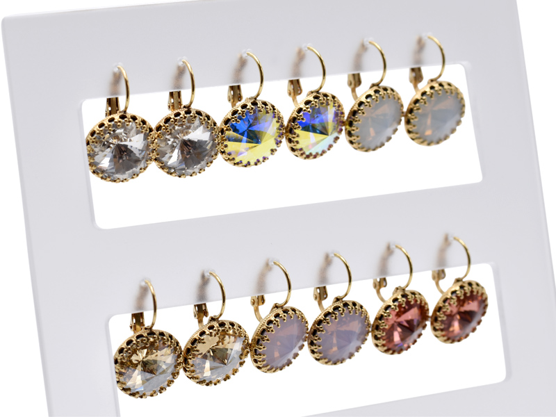 Display Ohrhänger Bohemian mit Premium Crystal in 14 mm (14 Paar) vergoldet