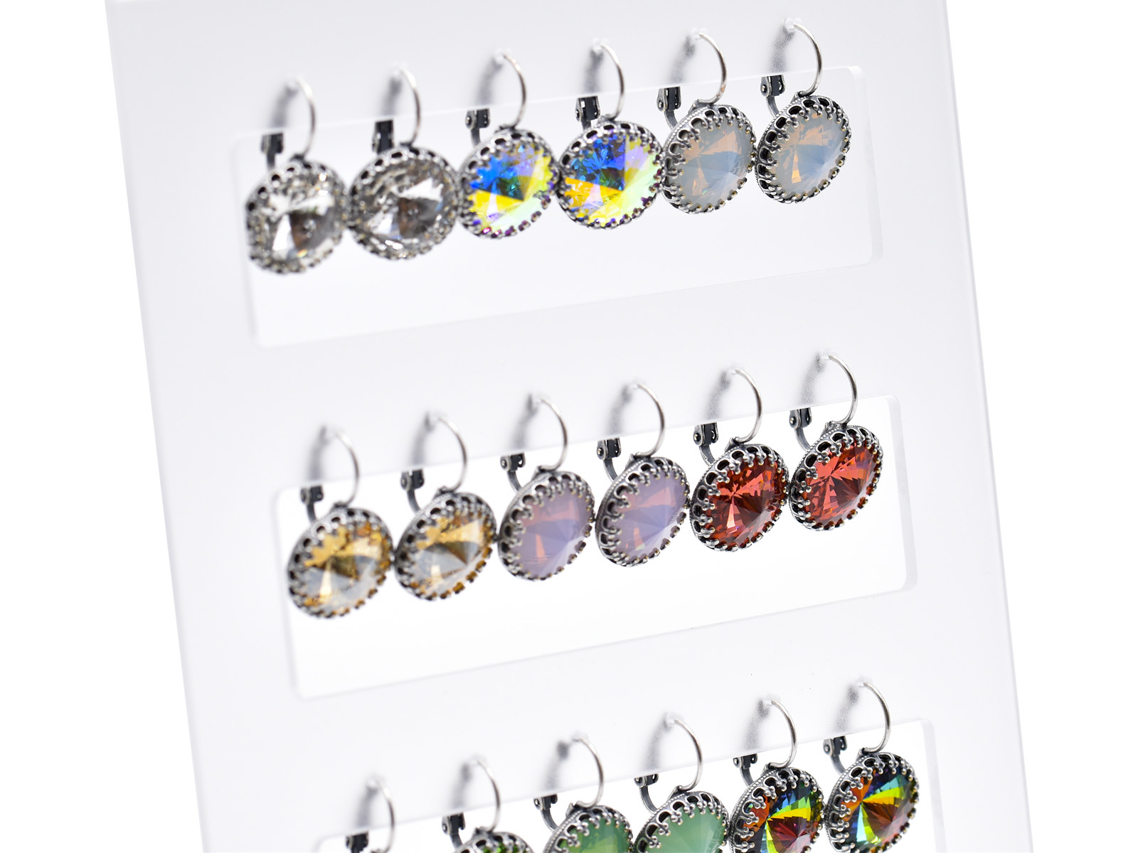 Display Ohrhänger Bohemian mit Premium Crystal in 14 mm (12 Paar)