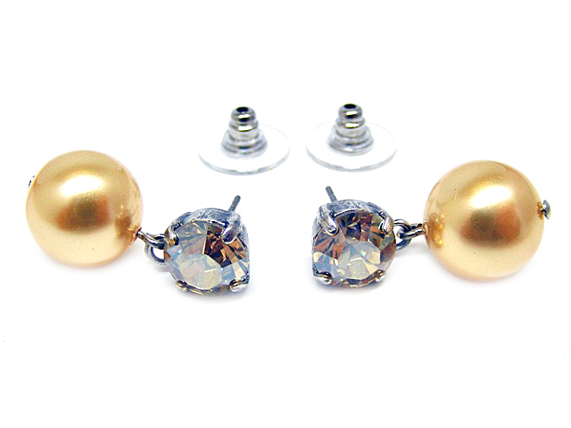 Ohrstecker DS12 mit Premium Crystal und Premium Perle - Gold / Golden Shadow